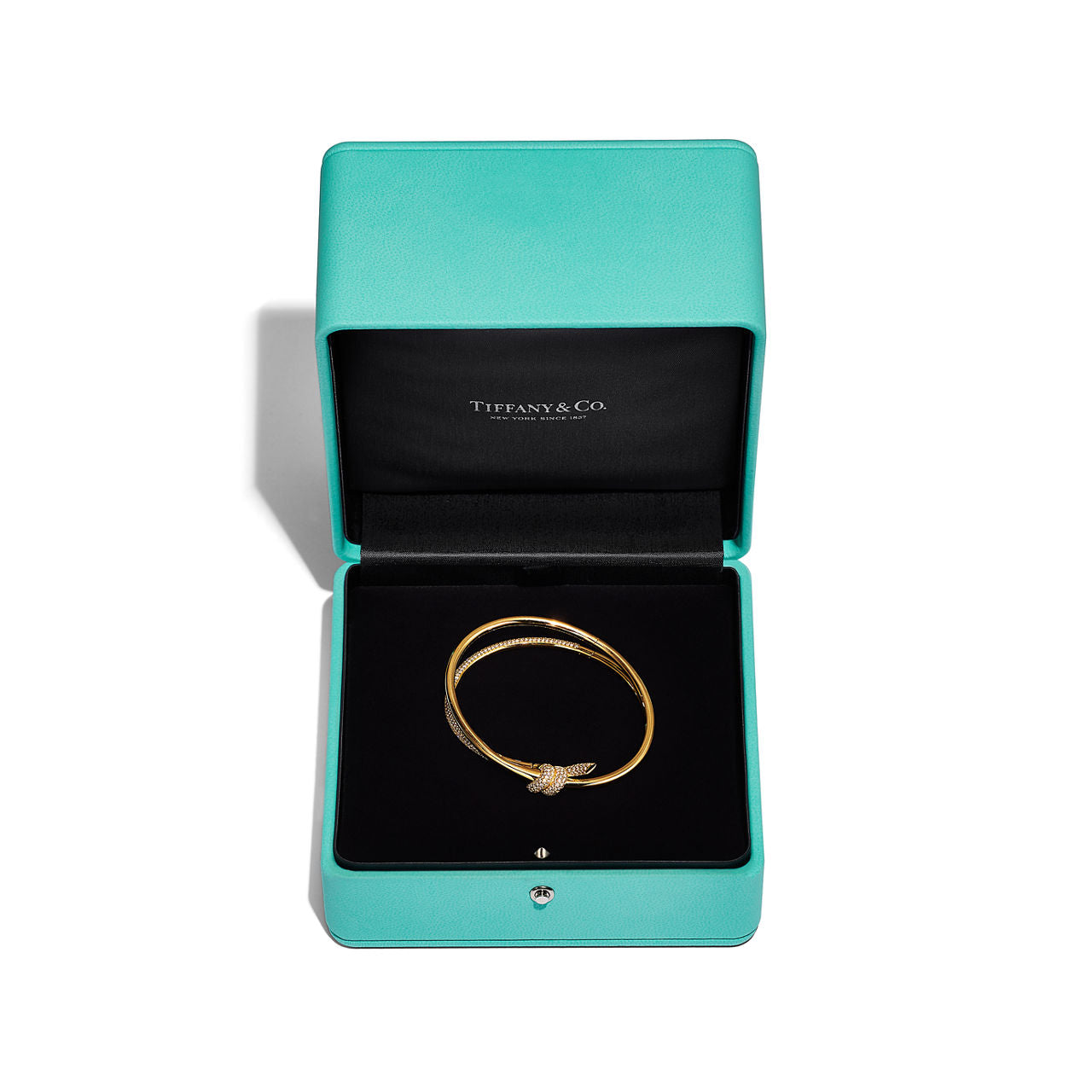 Bracelet jonc double rang à charnière en or jaune 18 carats et diamants