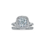 Tiffany Soleste Bague de fiançailles double halo taille coussin avec anneau en platine 950 millièmes et diamants