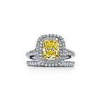 Tiffany Soleste Bague de fiançailles halo en platine 950 millièmes ornée d’un diamant jaune taille coussin