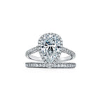 Tiffany Soleste Bague de fiançailles halo taille poire avec anneau en platine 950 millièmes et diamants
