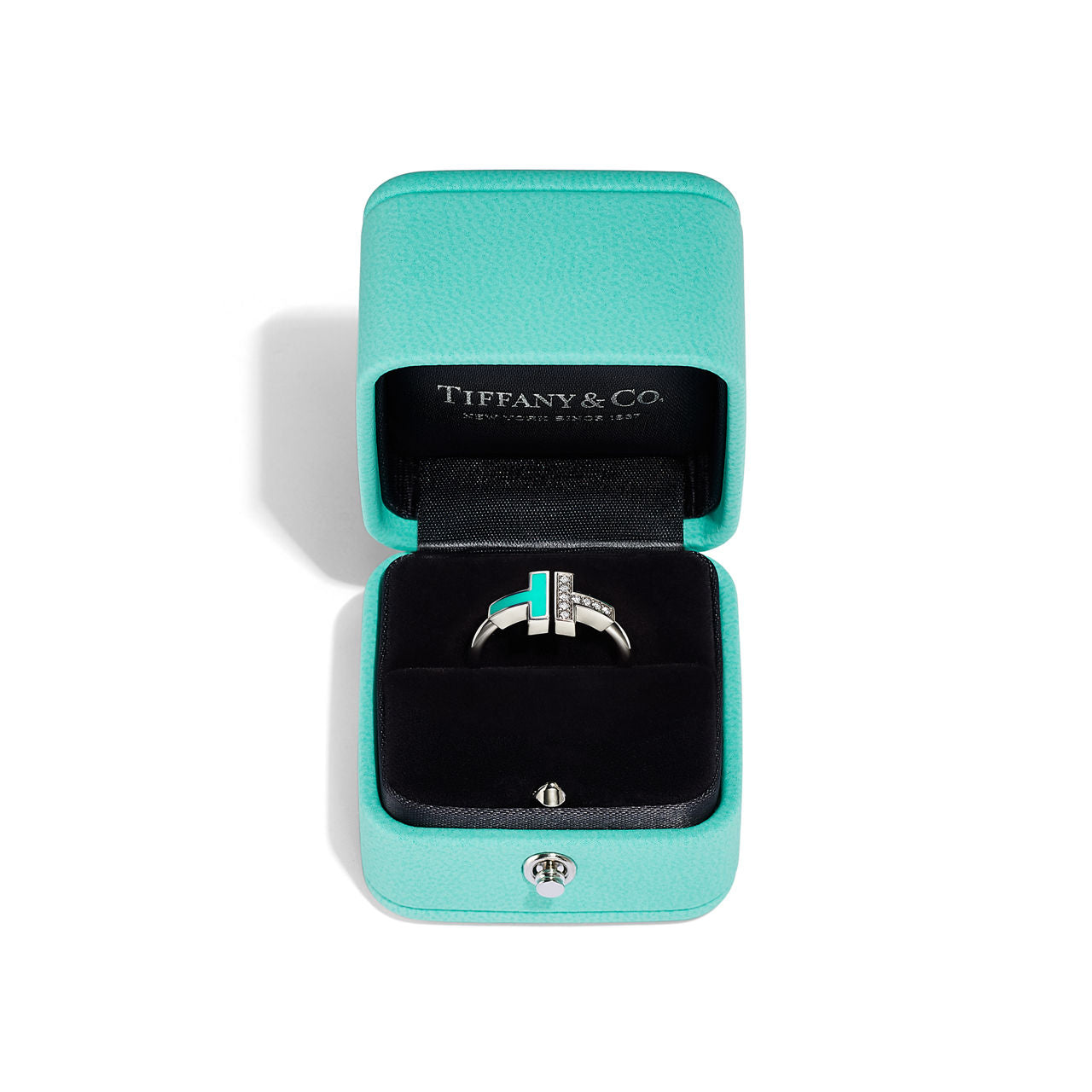 Tiffany T Bague Wire turquoise et diamants en or blanc 18 carats