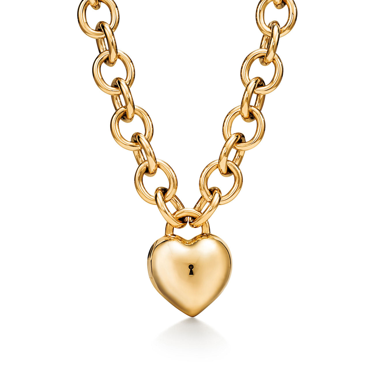 Collier Cœur Plein avec fermoir à bascule en or jaune avec diamants