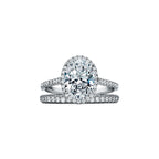 Tiffany Soleste Bague de fiançailles halo taille ovale avec anneau en platine 950 millièmes et diamants