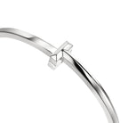 Bracelet jonc étroit à charnière T1 en or blanc 18 carats