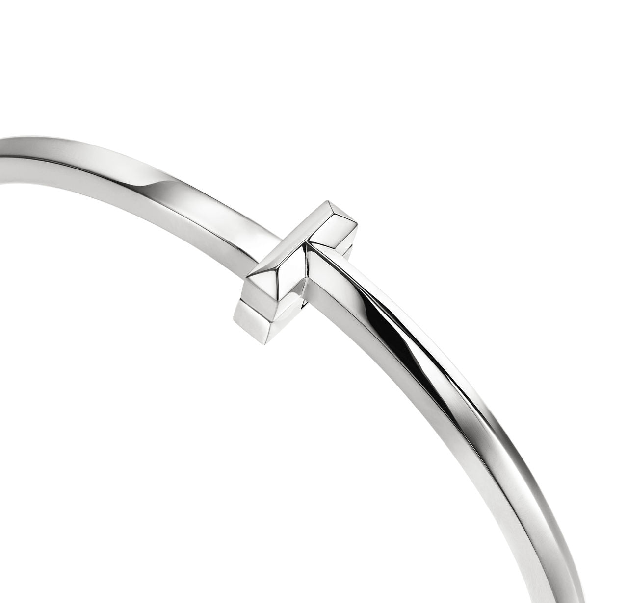 Bracelet jonc étroit à charnière T1 en or blanc 18 carats