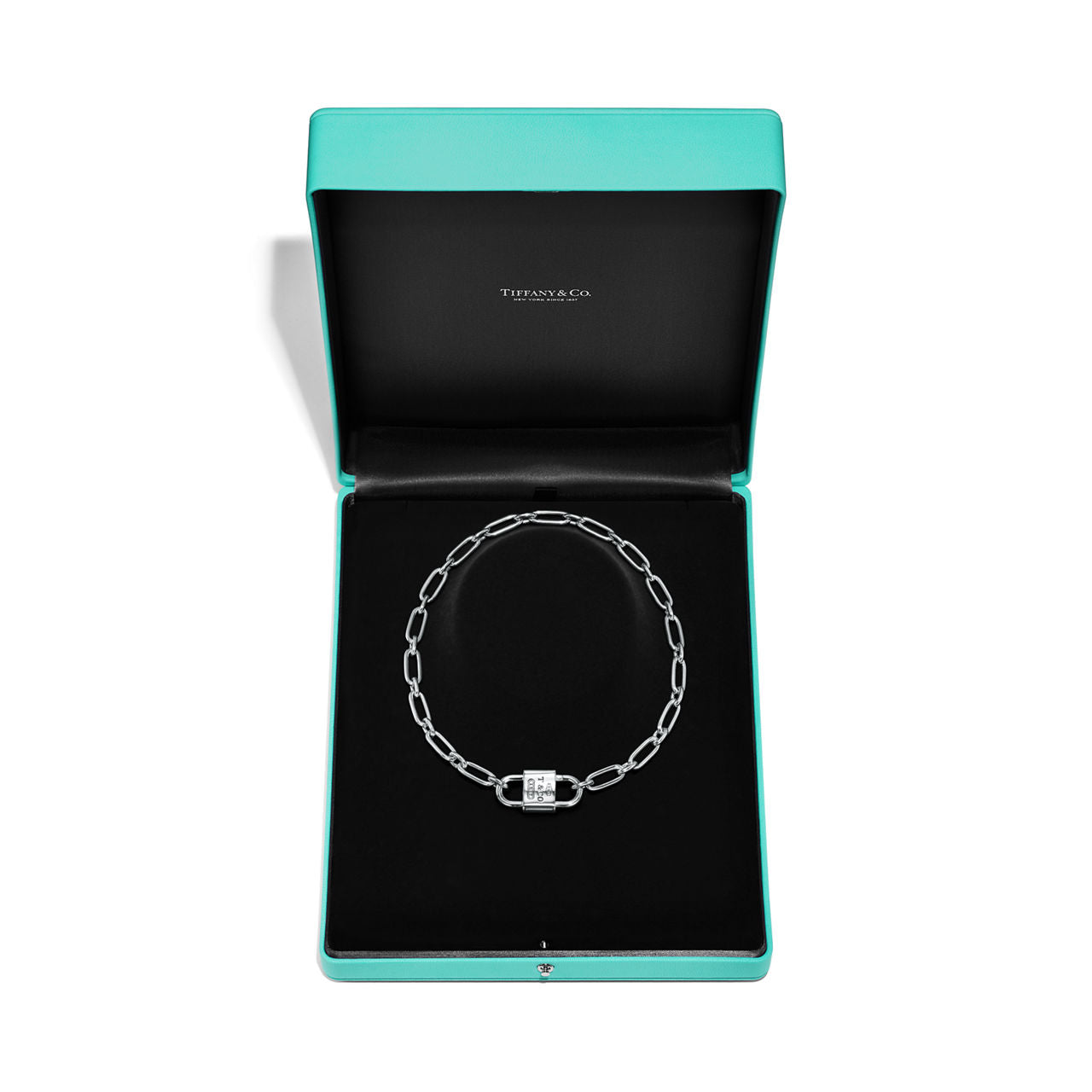 Collier cadenas à double anse en argent 925 millièmes. Large.