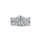Tiffany® Setting Bague de fiançailles avec anneau en platine 950 millièmes et diamants sertis en bande