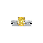 Tiffany Novo® Bague de fiançailles ornée d’un diamant jaune avec anneau en platine 950 millièmes pavé de diamants