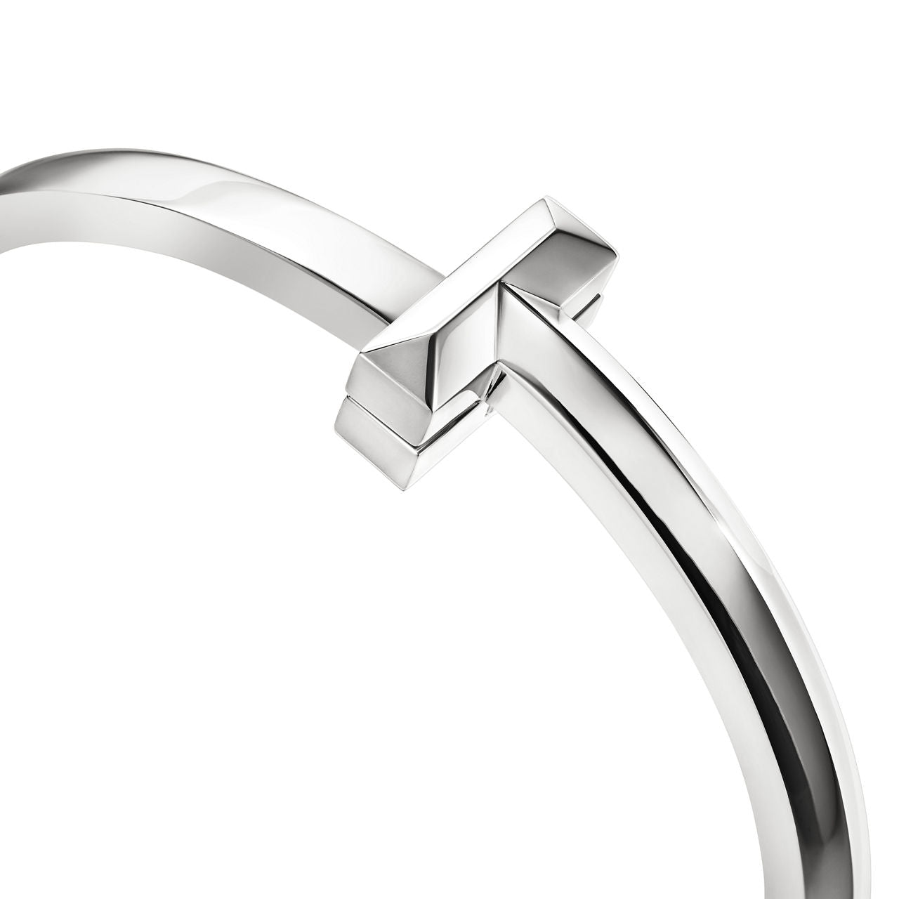 Bracelet jonc à charnière large T1 en or blanc 18 carats