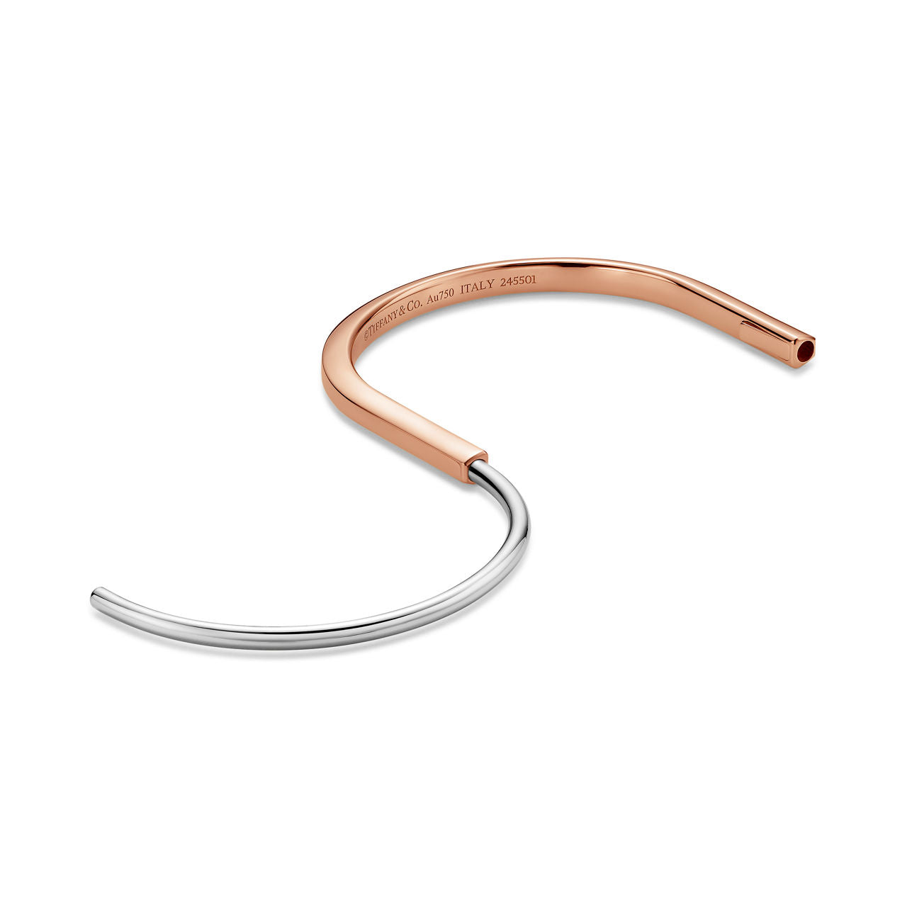 Bracelet jonc étroit en or rose et or blanc 18 carats