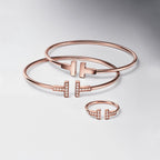 Tiffany T Bague Wire ornée de diamants en or rose