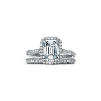 Tiffany Soleste Bague de fiançailles halo taille émeraude avec anneau en platine 950 millièmes et diamants