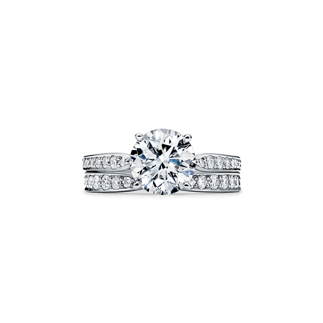 Tiffany Harmony® Bague de fiançailles taille brillant avec anneau en platine 950 millièmes et diamants