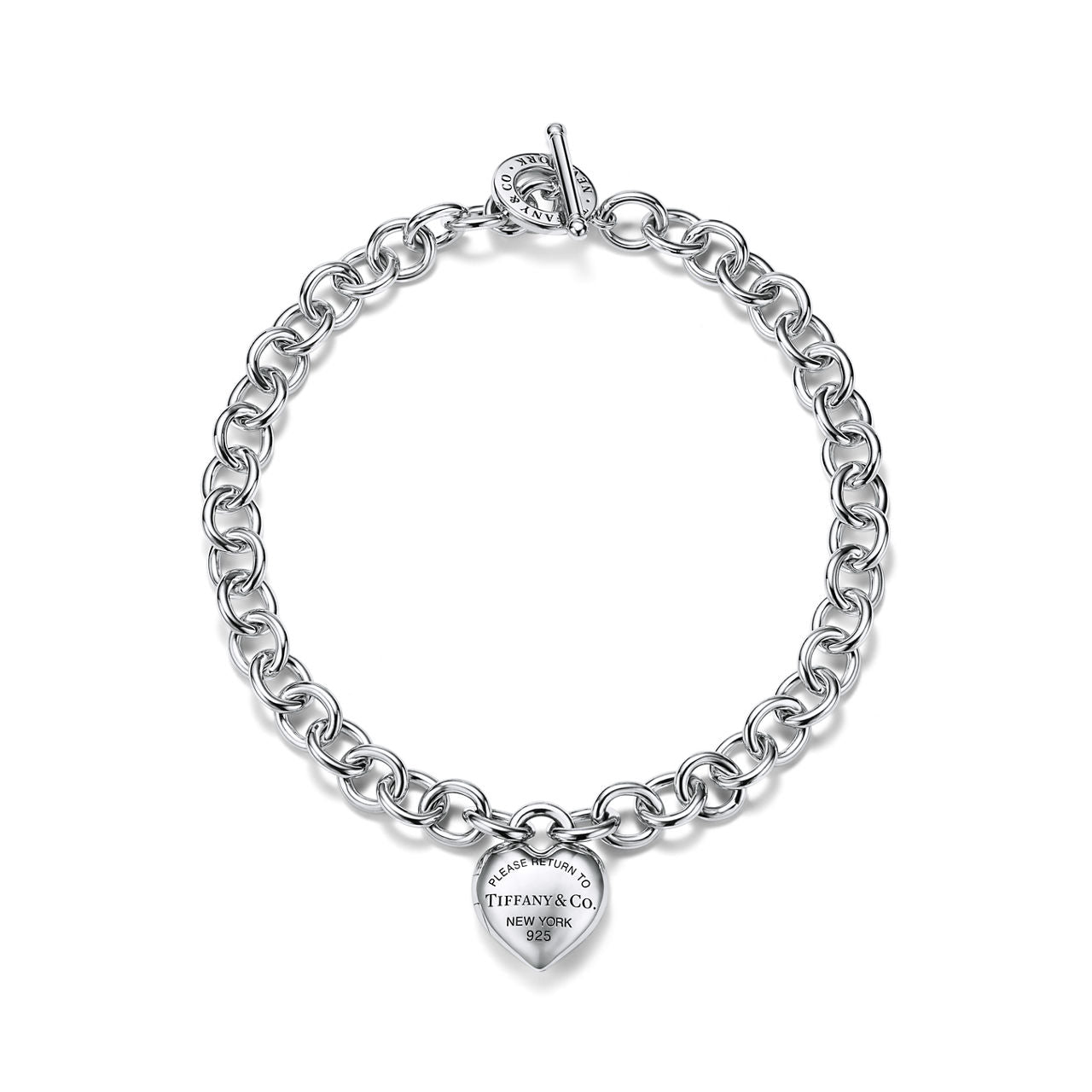 Collier Cœur plein avec fermoir à bascule en argent 925 millièmes