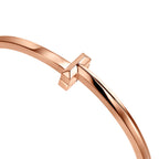 Bracelet jonc étroit à charnière T1 en or rose