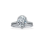 Tiffany Soleste Bague de fiançailles halo taille ovale avec anneau en platine 950 millièmes et diamants