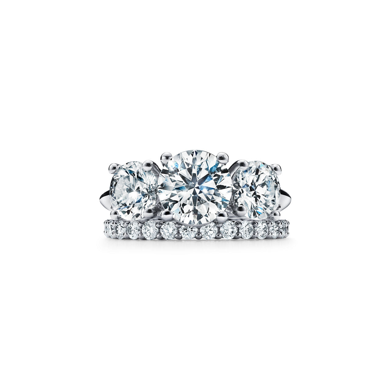 Tiffany Trois pierres Bague de fiançailles en platine 950 millièmes