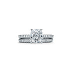 Tiffany Novo® Bague de fiançailles taille coussin avec anneau en platine 950 millièmes pavé de diamants