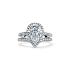 Tiffany Soleste Bague de fiançailles halo taille poire avec anneau en platine 950 millièmes et diamants