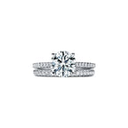 Tiffany Novo® Bague de fiançailles taille brillant avec anneau en platine 950 millièmes pavé de diamants
