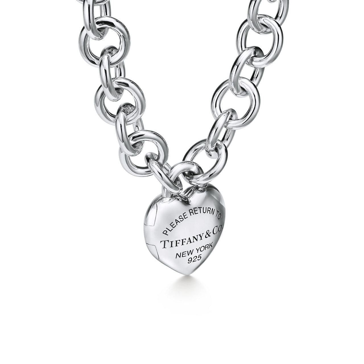 Collier Cœur plein avec fermoir à bascule en argent 925 millièmes