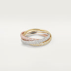 Bague Trinity, petit modèle, pavée