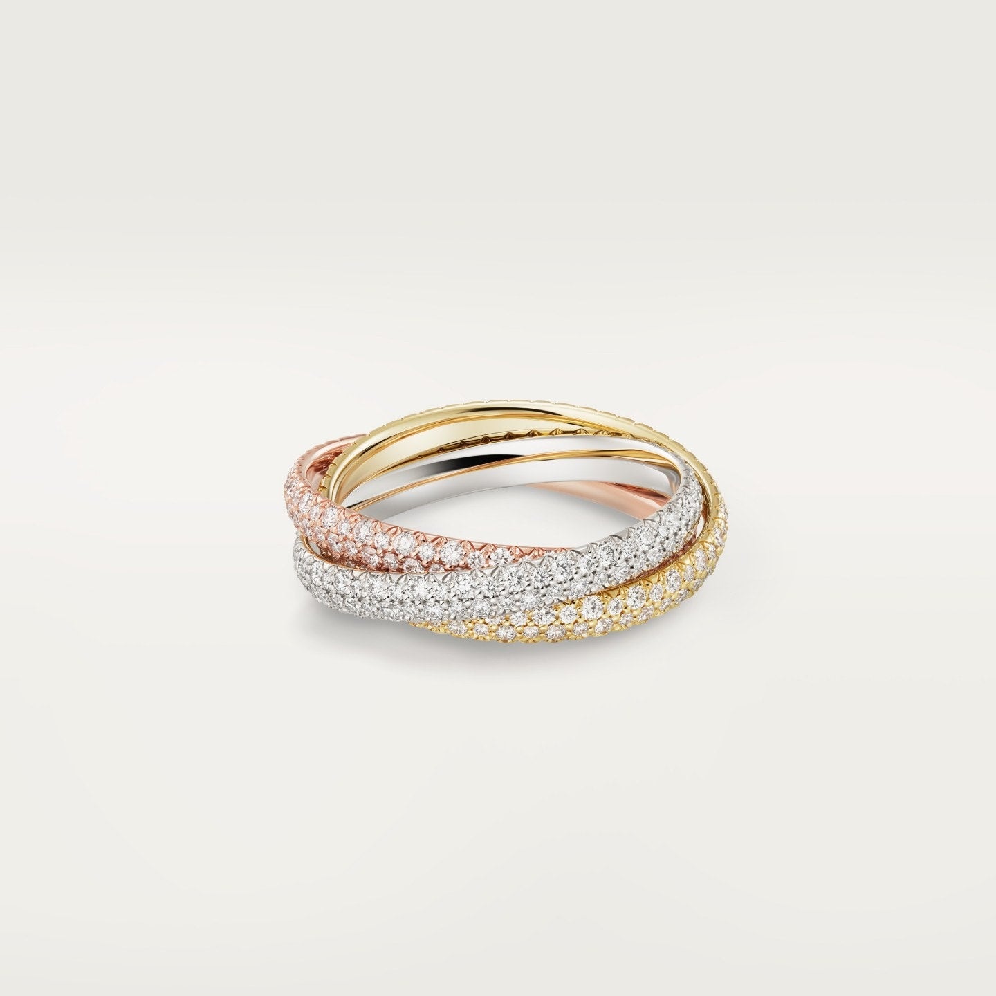 Bague Trinity, petit modèle, pavée