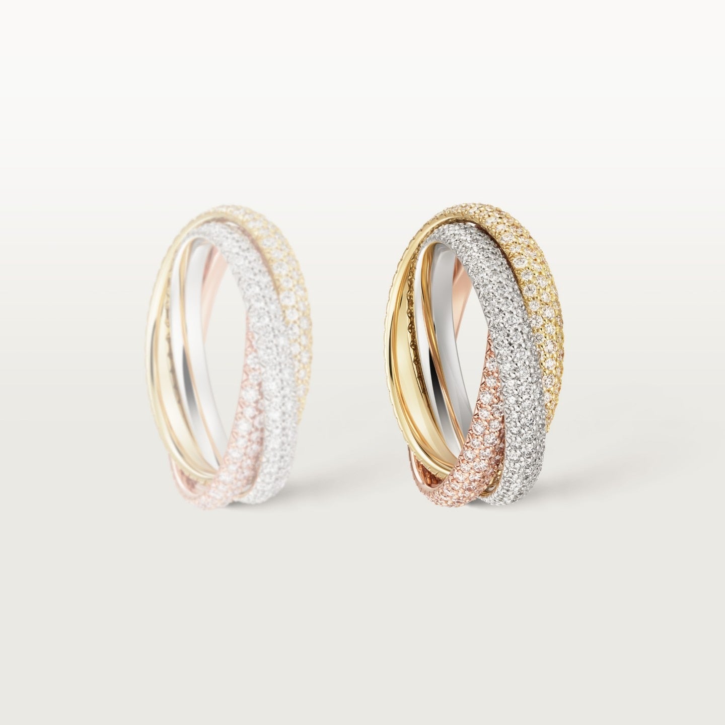 Bague Trinity, modèle classique, pavée