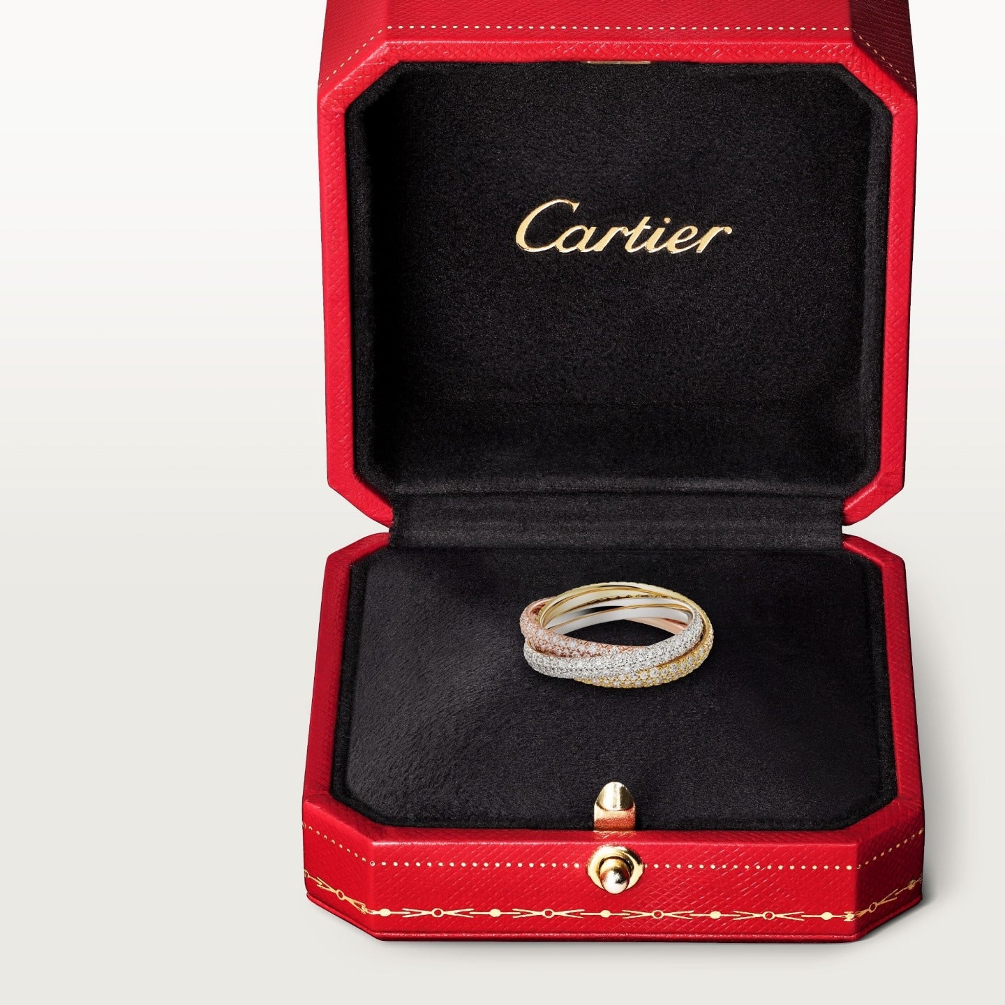 Bague Trinity, petit modèle, pavée