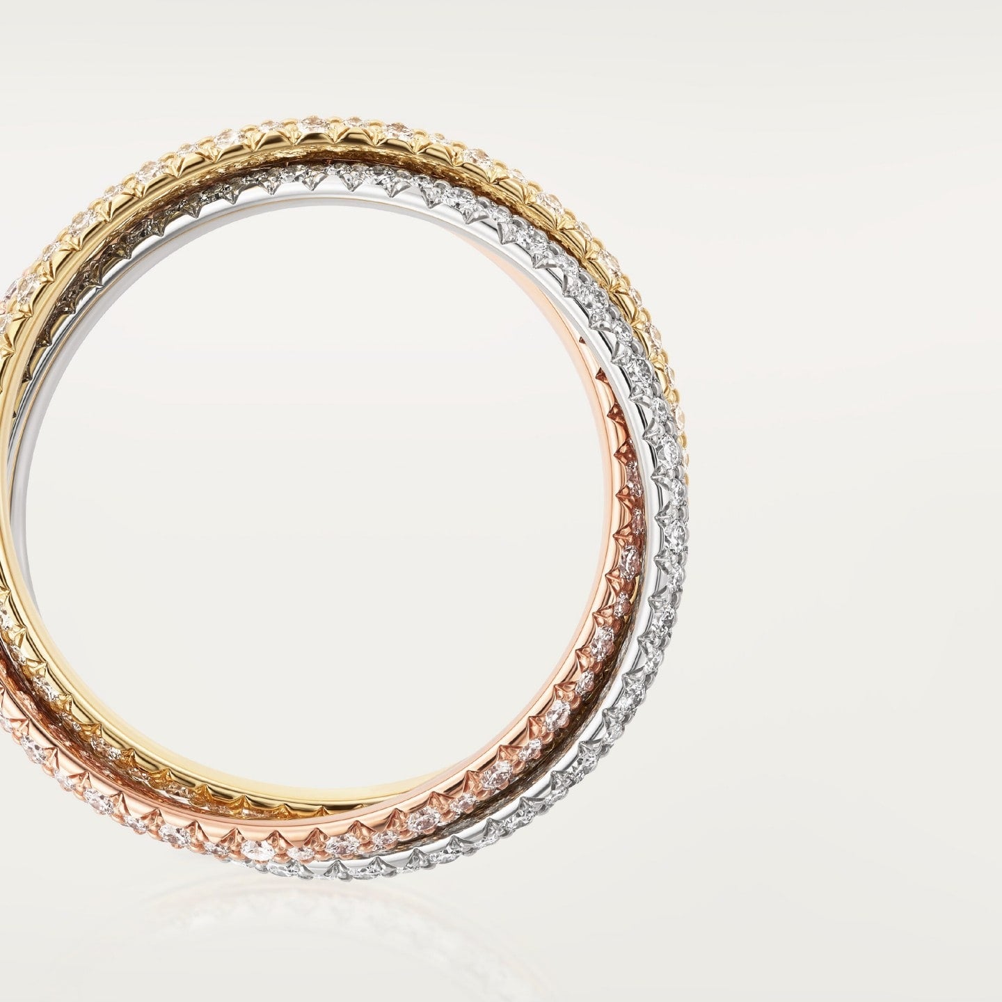 Bague Trinity, petit modèle, pavée