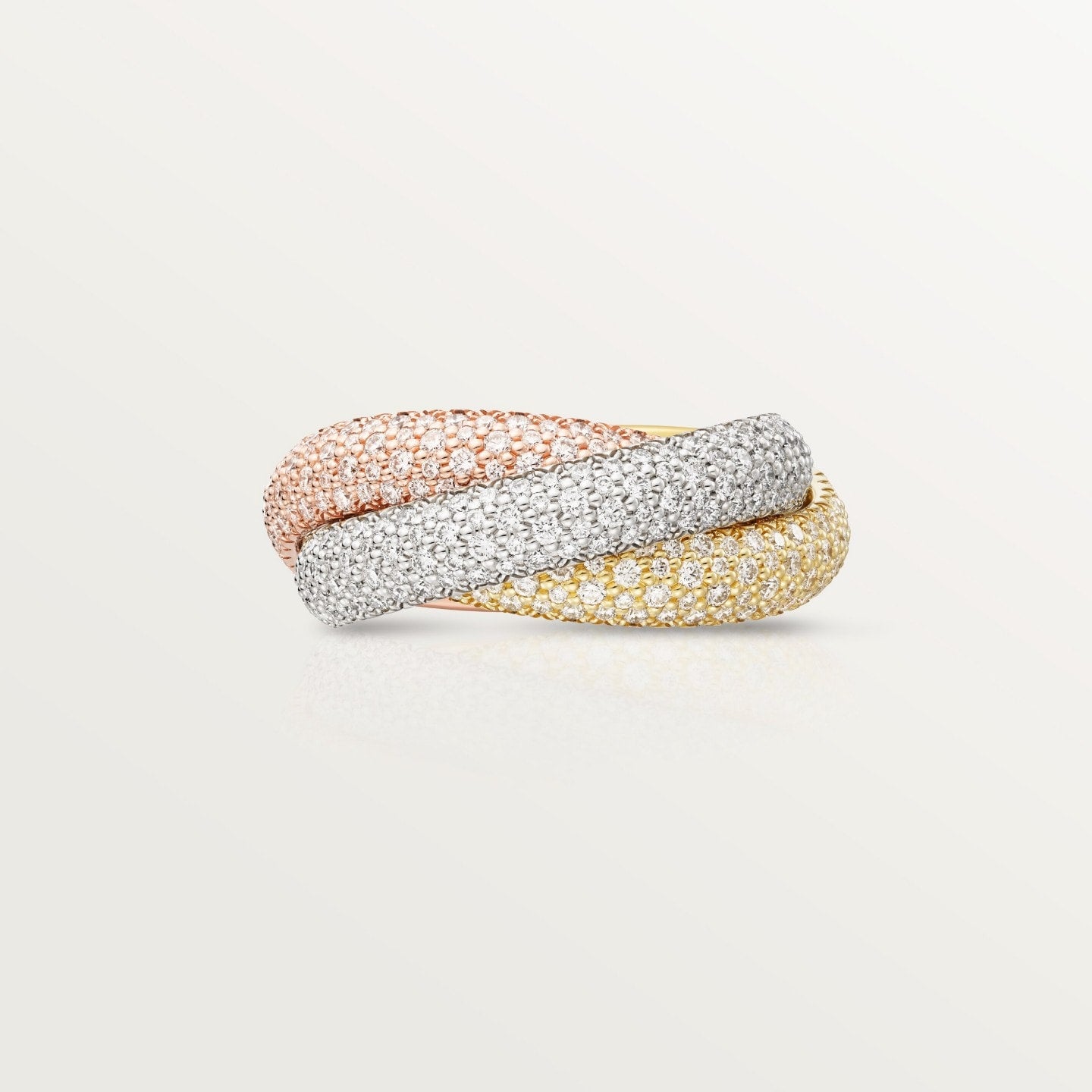 Bague Trinity, grand modèle, pavée