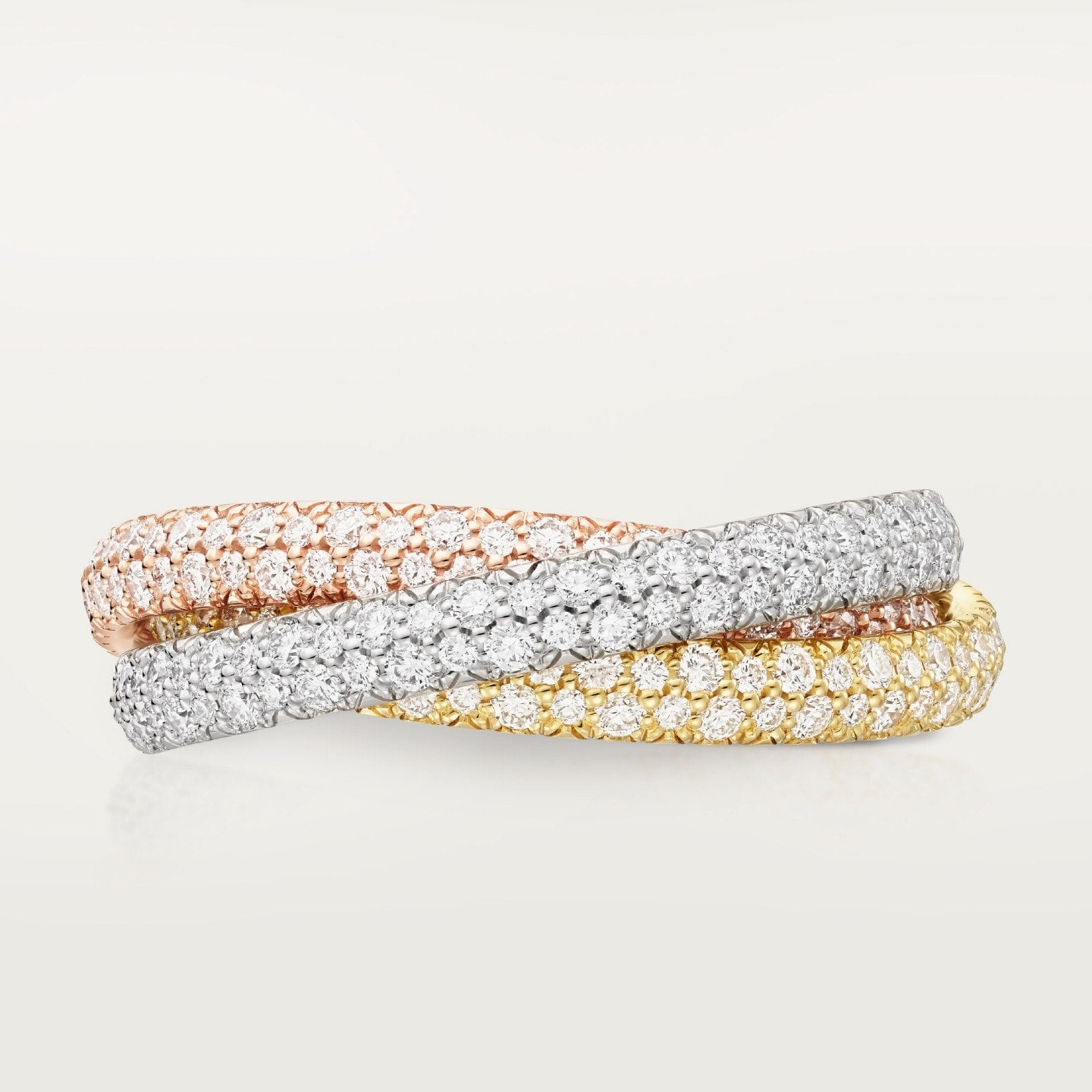 Bague Trinity, petit modèle, pavée