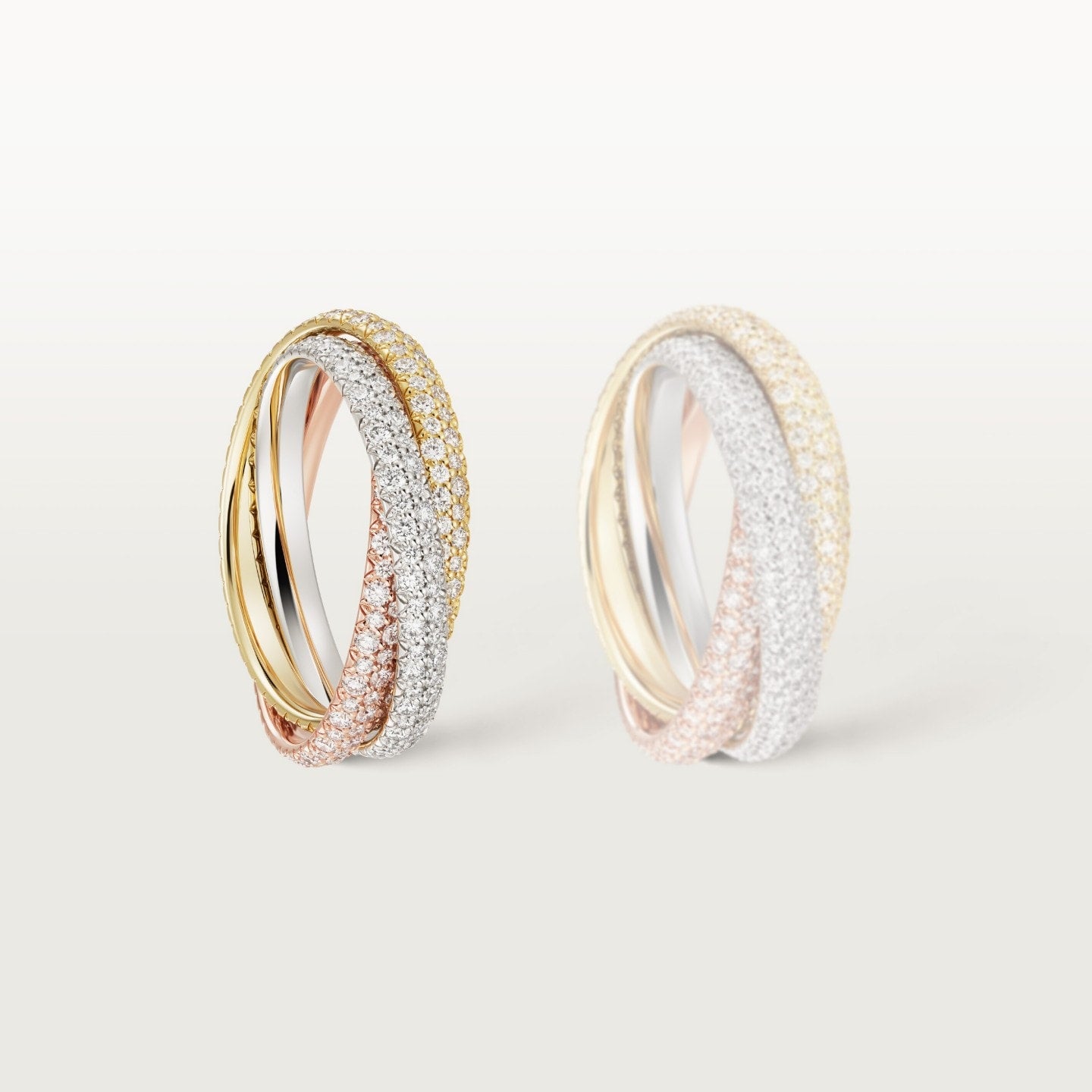 Bague Trinity, petit modèle, pavée