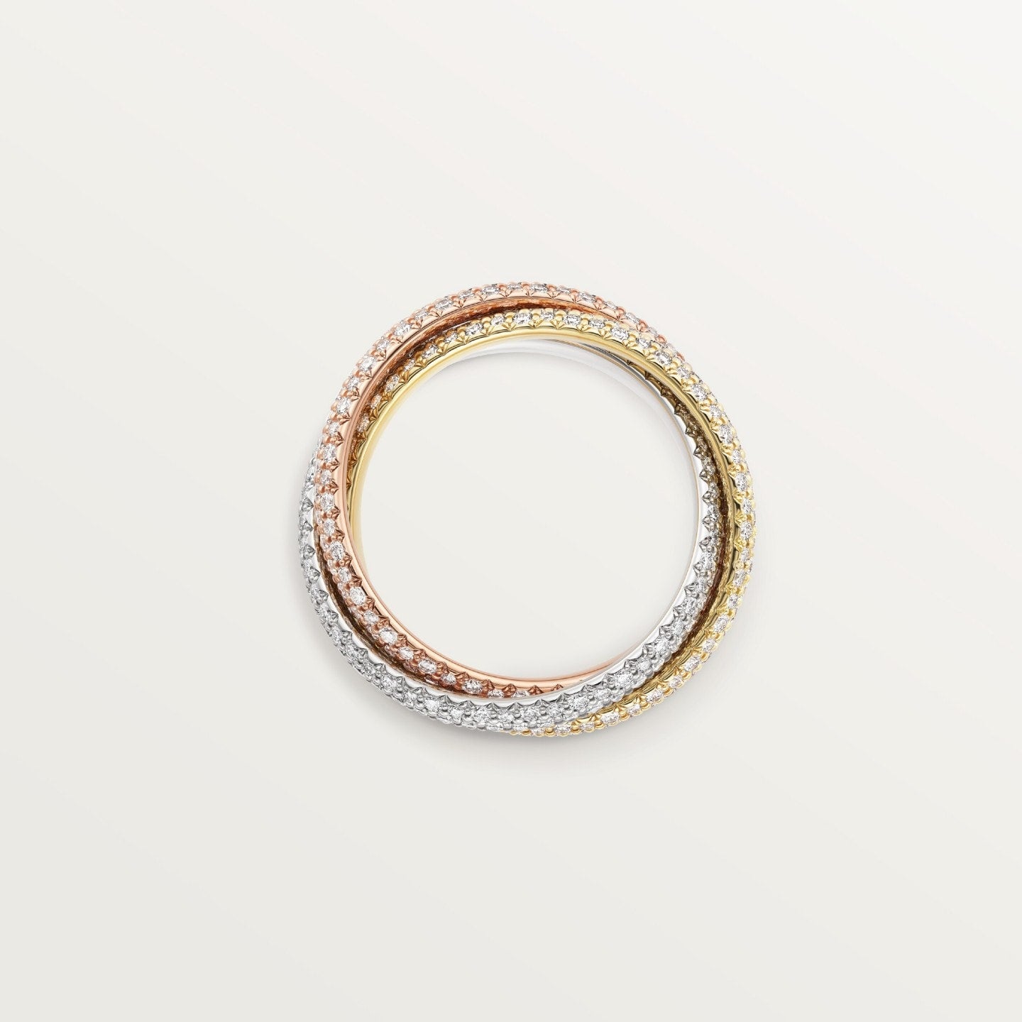 Bague Trinity, modèle classique, pavée