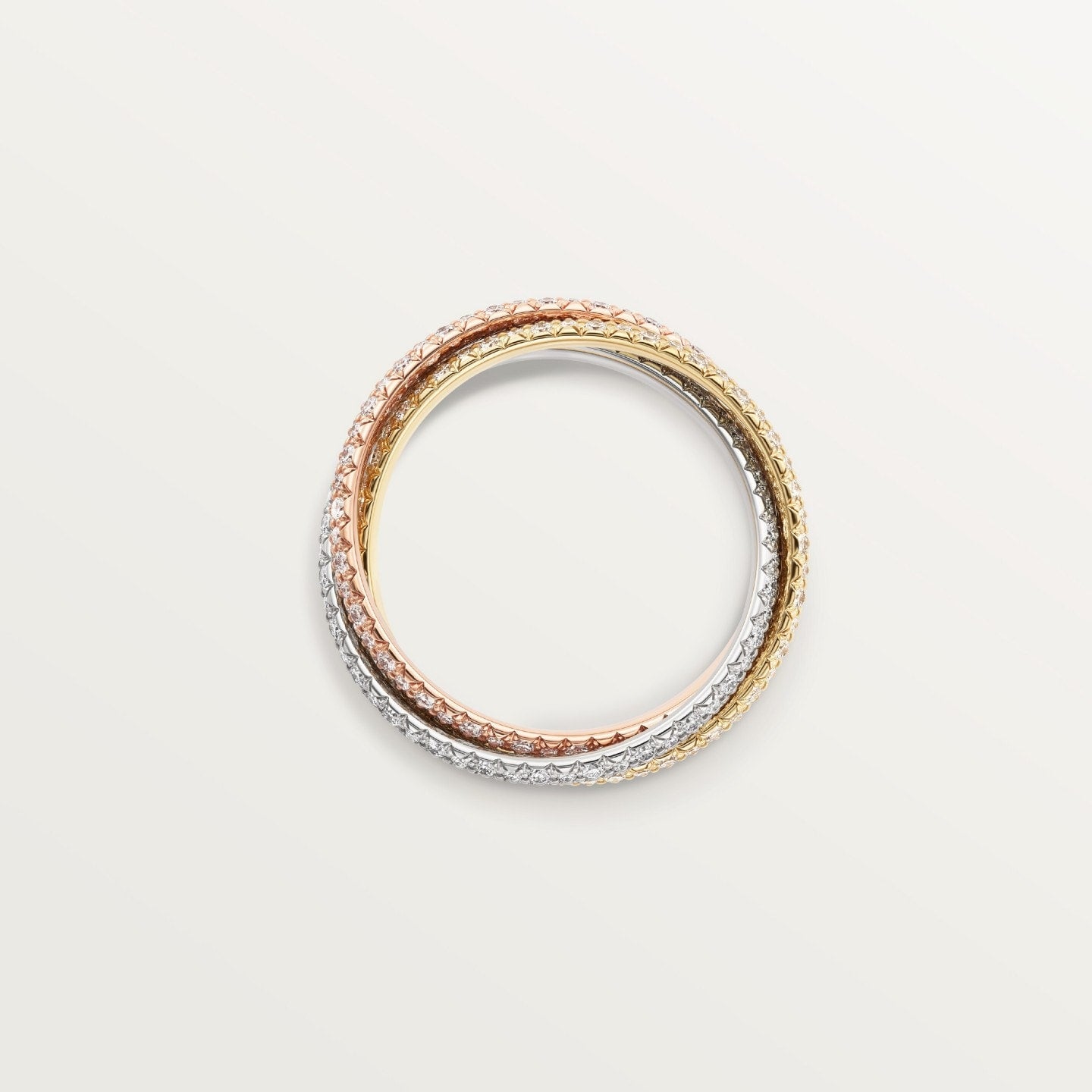 Bague Trinity, petit modèle, pavée