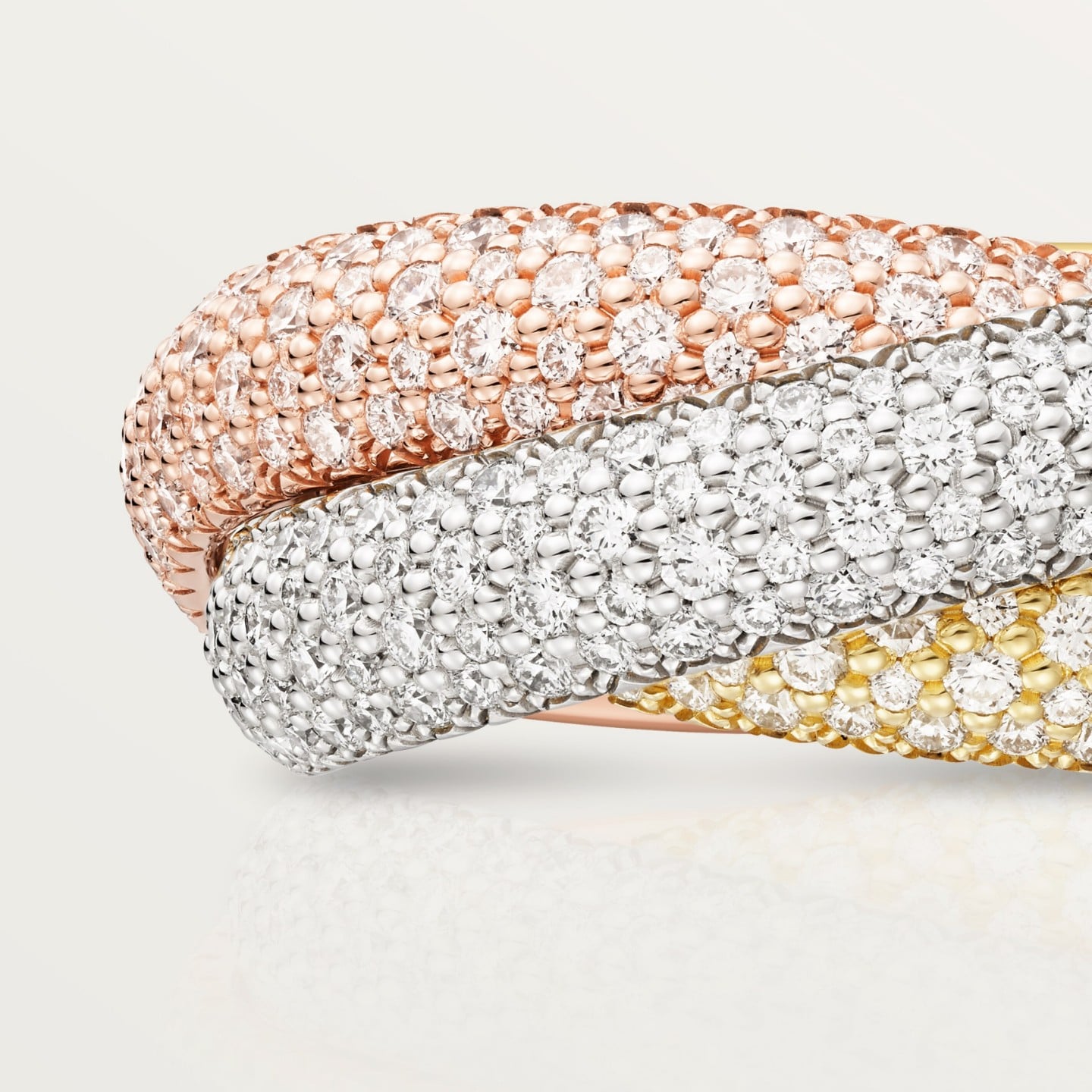 Bague Trinity, grand modèle, pavée