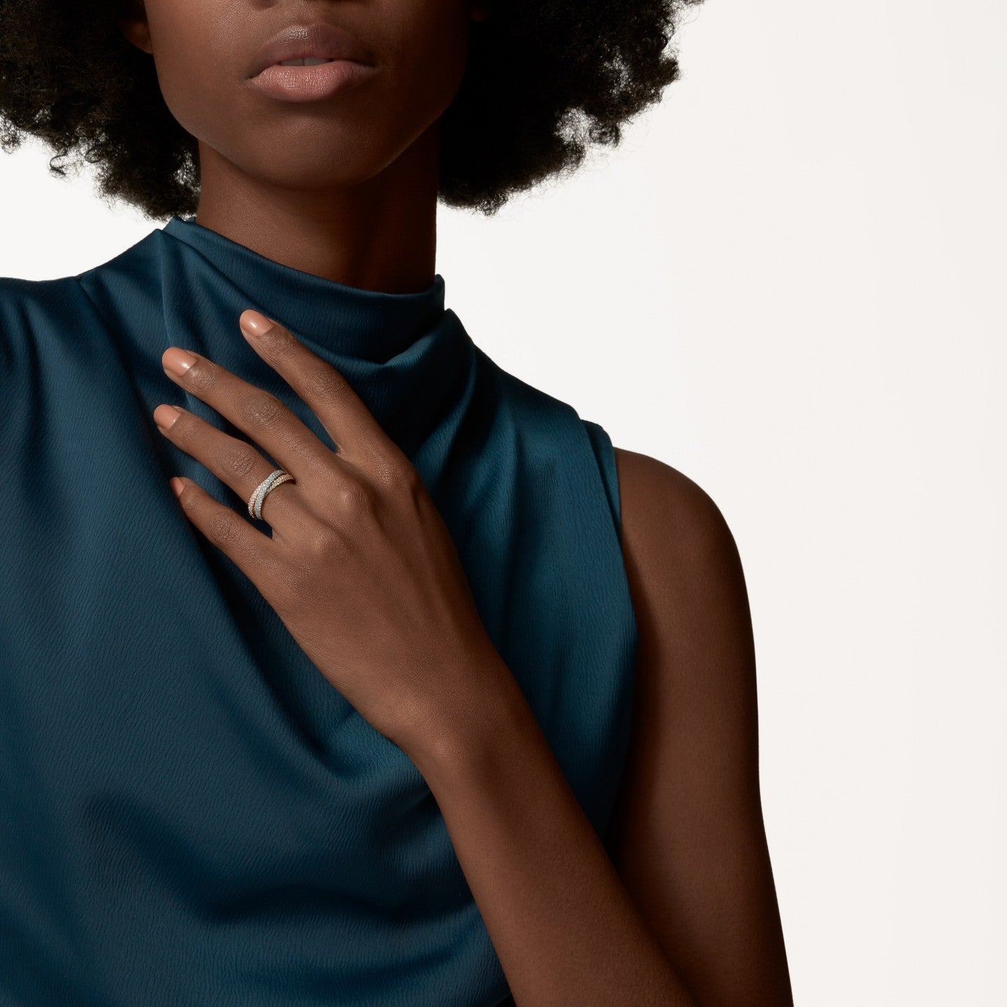 Bague Trinity, petit modèle, pavée