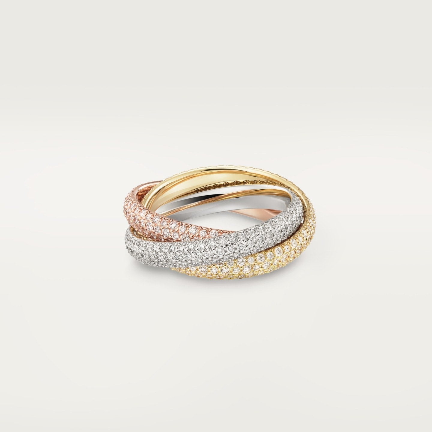 Bague Trinity, modèle classique, pavée