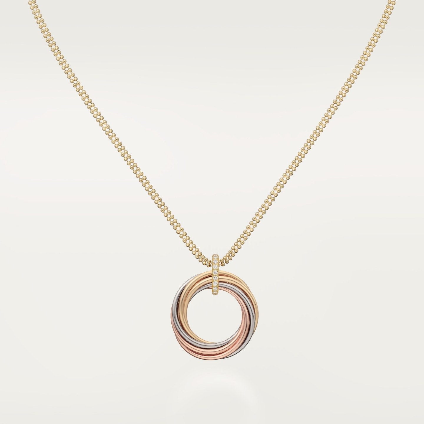 Pendentif Trinity, sept rangs, diamants