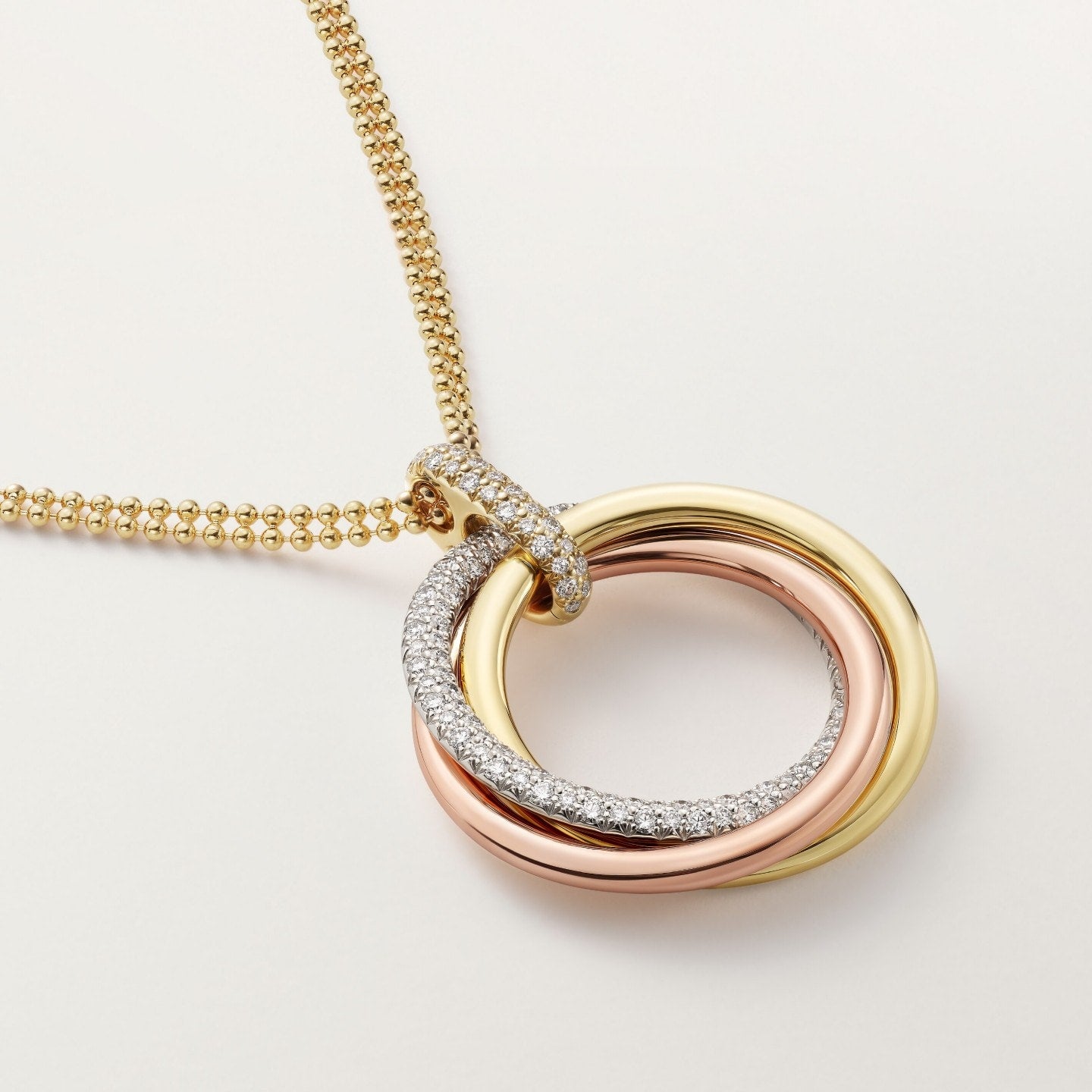Pendentif Trinity, grand modèle, semi-pavé