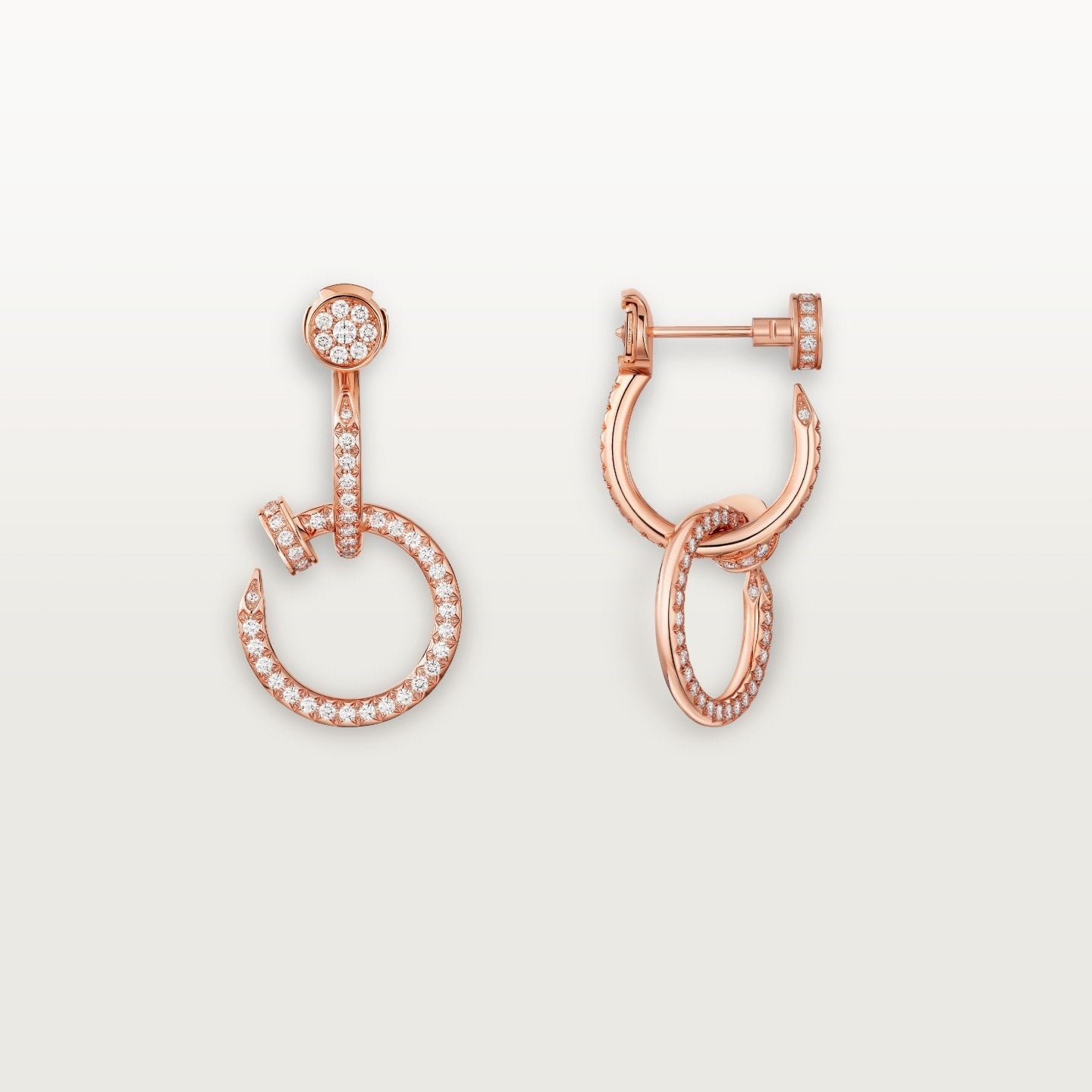 Boucles d'oreilles Juste un Clou, double, semi-pavées
