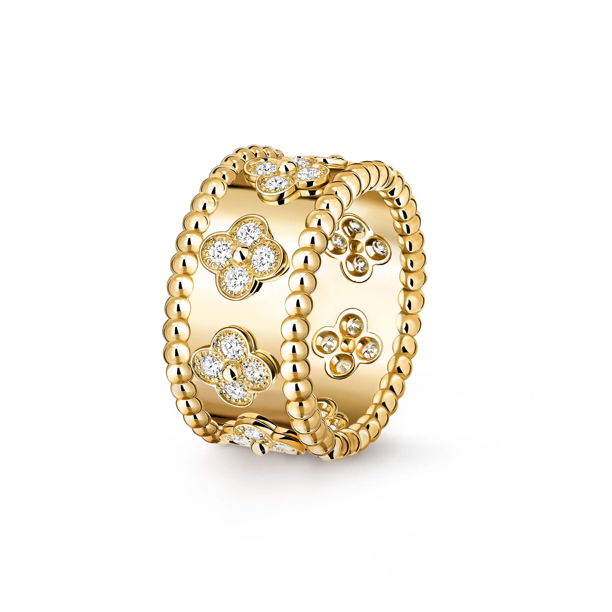 Bague Perlée trèfles, moyen modèle