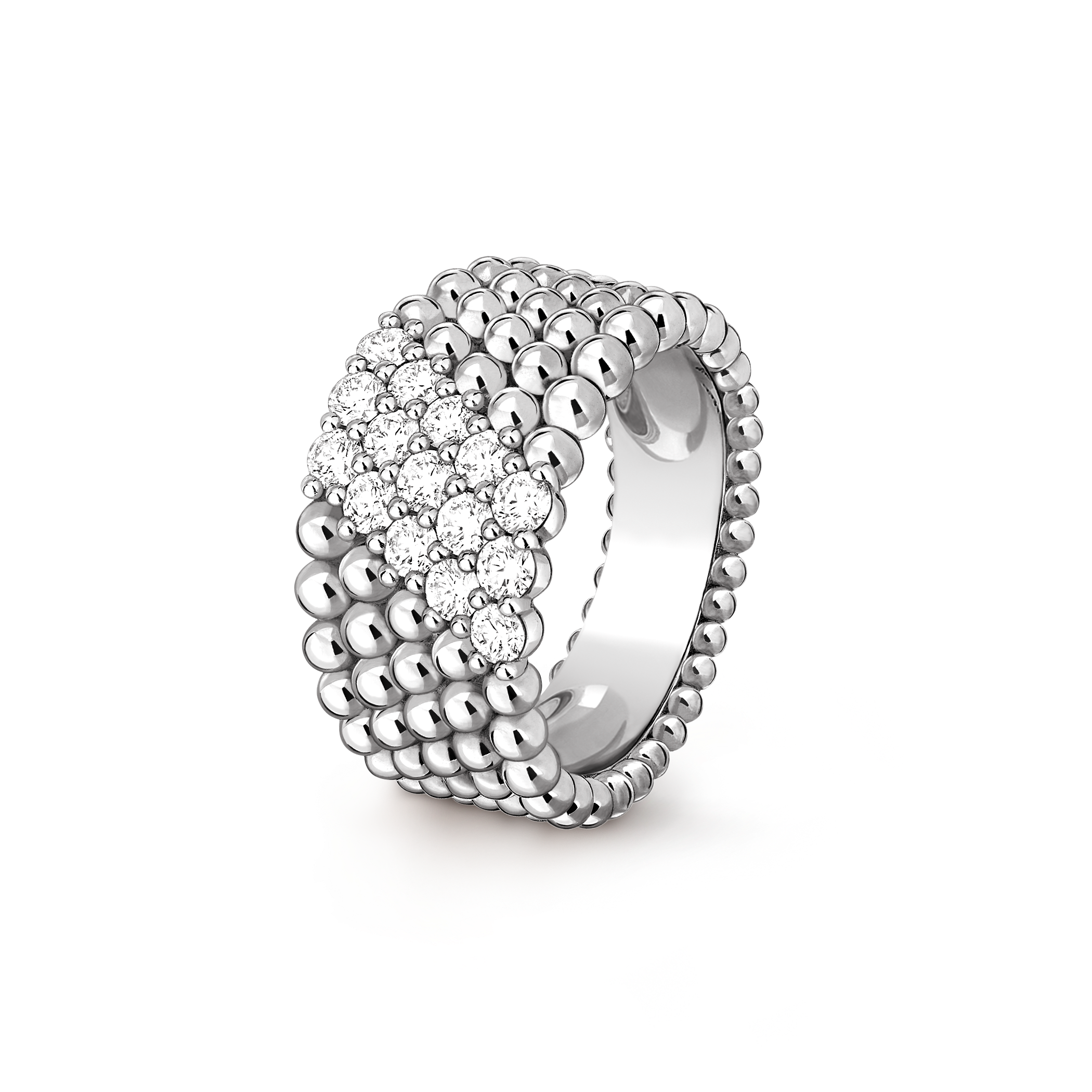 Bague Perlée diamants, 5 rangs