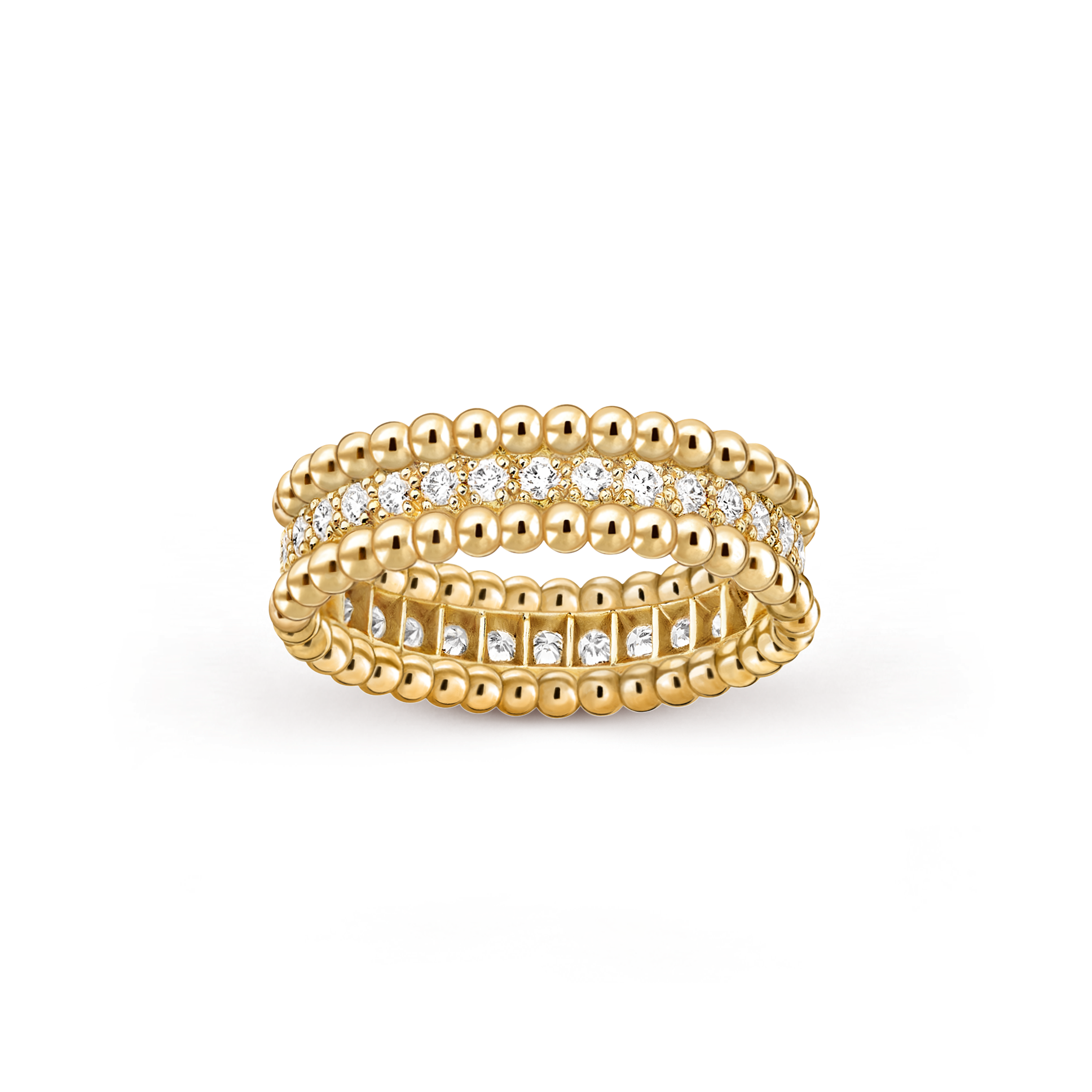 Bague Perlée diamants, 1 rang