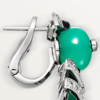 Boucles d'oreilles Géometrie & Contrastes, chrysoprase, pavées