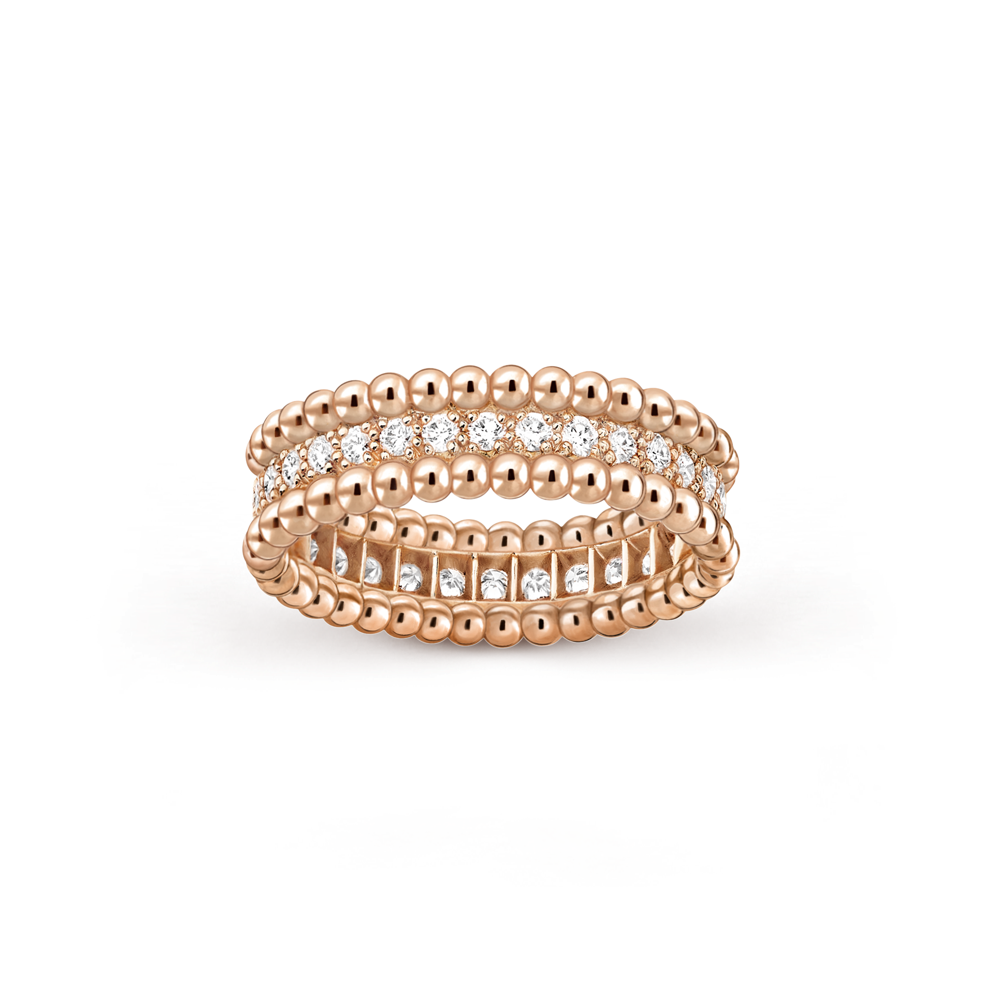 Bague Perlée diamants, 1 rang