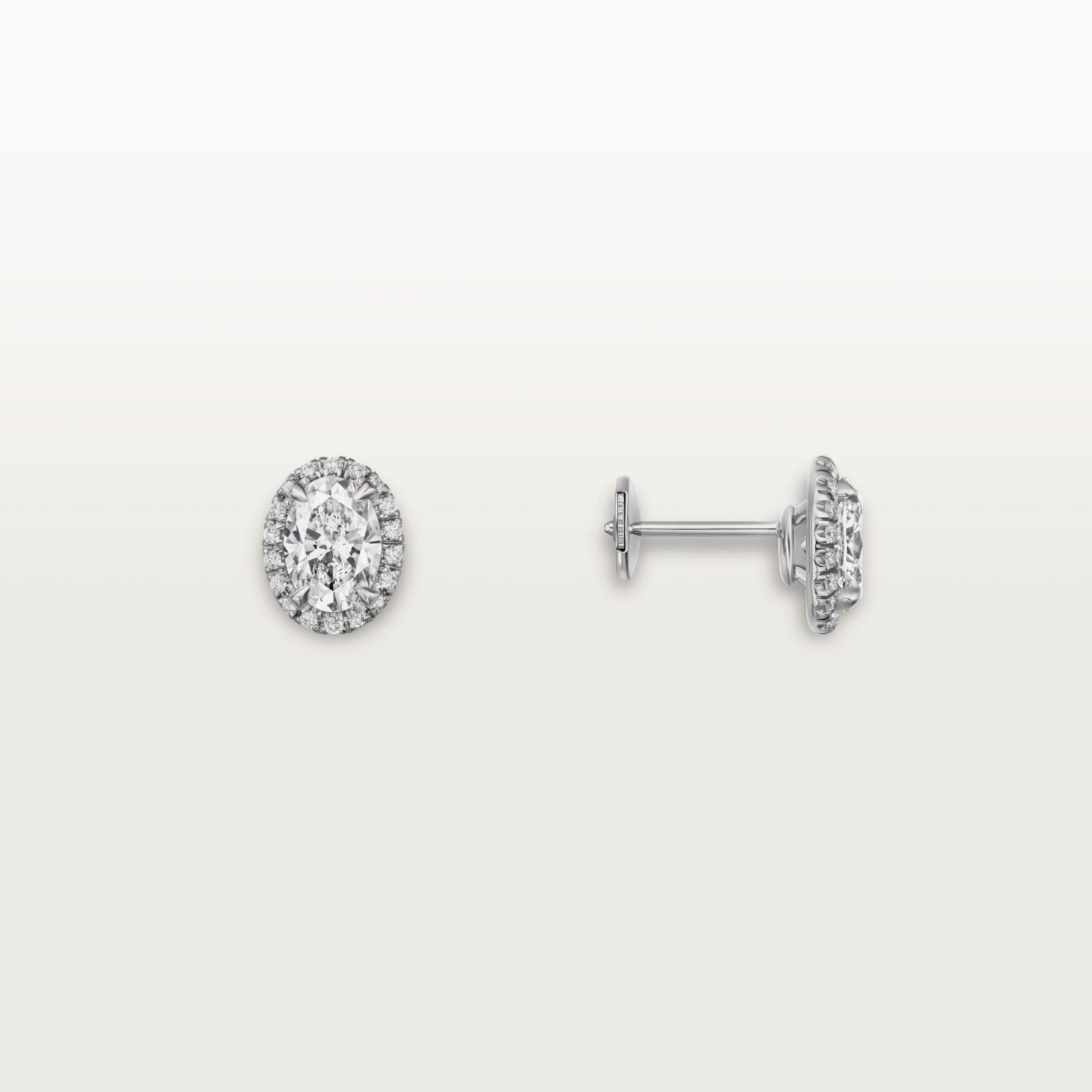 Puces d'oreilles Cartier Destinée, 2 diamants taille ovale, pavées